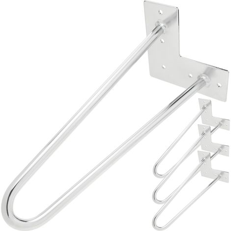 PrimeMatik - Pieds de table pour meubles et bureau en chromé 2 tiges 41 cm 4-pack (1/5)