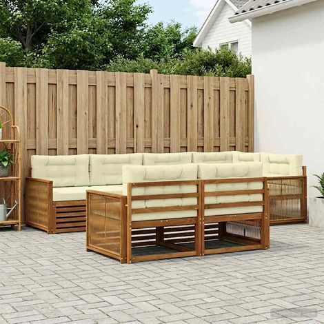 vidaXL Outdoor-Sofagarnitur mit Kissen 7 pcs Natur und Creme (1/5)