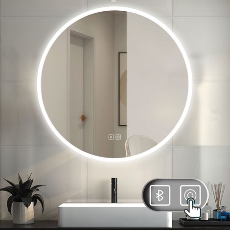 OCEAN Specchio Bagno Rotondo Da LED 80×80cm, Antiappannamento, Bluetooth, 3 Temperature Colore (1/5)