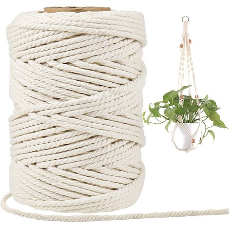 Corde Macramé 5mm 50m Fil Macramé Corde Coton pour Jardinage, Travaux Manuels Décoratifs, Tisser Ornements de Bohême (1/5)