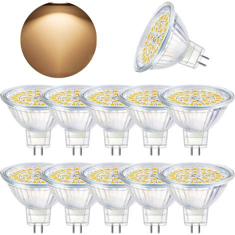 Ampoule LED GU5.3 12V 5W – Remplace 50W halogène – Blanc chaud 3000K – Non dimmable – Lot de 10 – 450 lumens, installation facile (1/5)