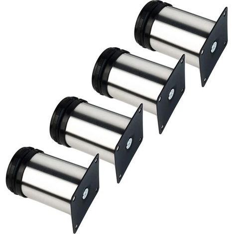 4 piedini per mobili da cucina/bancone/tavolo da colazione/scrivania - metallo cromato - altezza regolabile (totale: 80-95 mm)