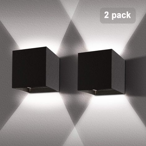 AIDUCHO 2 Pièces Applique Murale Interieur/Exterieur 12w 6000-6500k Applique Murales Exterieur Angle De Faisceau Réglable Lampe Murale Etanche Ip65 - Noir