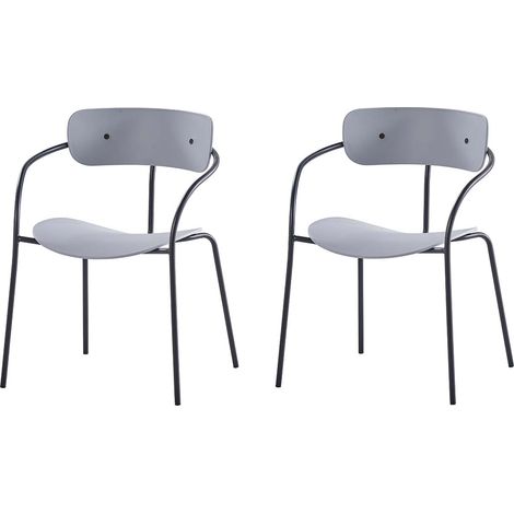 Set di 2 sedie con braccioli grigio chiaro ALEXIA
