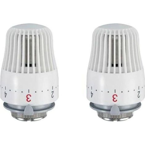 Lot de 2 têtes thermostatiques, tête de rechange pour robinet thermostatique de radiateur M30 x 1,5 (1/4)