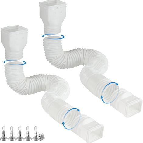 Blanc Lot de 2 rallonges de tuyau de descente de gouttière , connecteur flexible pour la plupart des becs de descente résidentiels