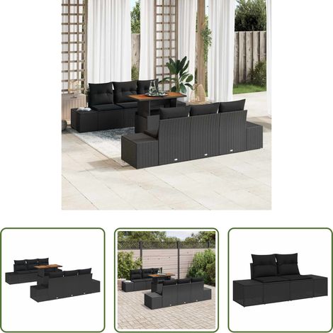 Meubles extérieurs - Ensemble de salle à manger pour jardin 7 pcs Noir et Marron (1/5)