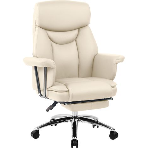 Sedia da ufficio Dahra in vera pelle crema