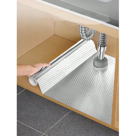 Autocollant Mural Auto-Adhésif Résistant à l'Huile, à l'Eau et à la Chaleur pour Cuisine, Papier Peint en Feuille d'Aluminium pour Armoires, 40 x 100cm (1/5)