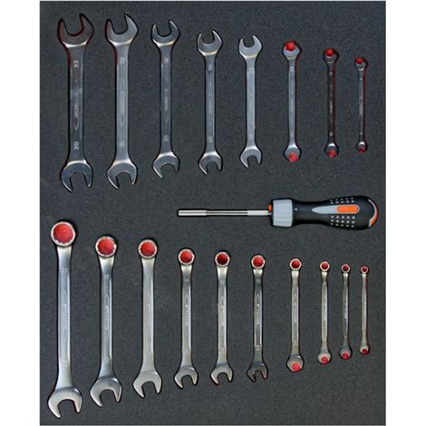 Bahco Fit&Go 3/3 Schaumstoffeinlage Satz Ring-Maulschlüssel- und Doppelmaulschlüssel - 19-tlg. (1/3)