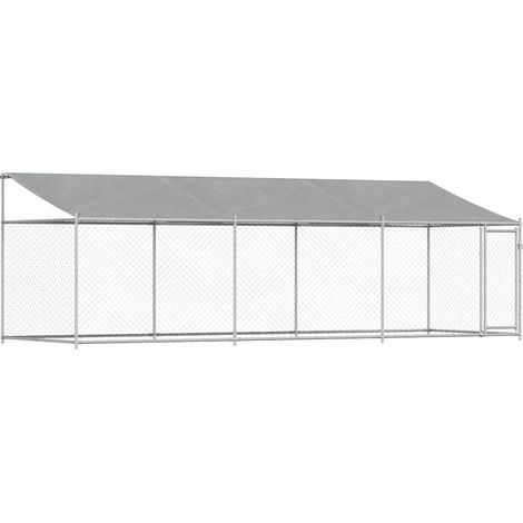 vidaXL Hundezwinger mit Dach und Tür grau 6x2x2 m verzinkter Stahl