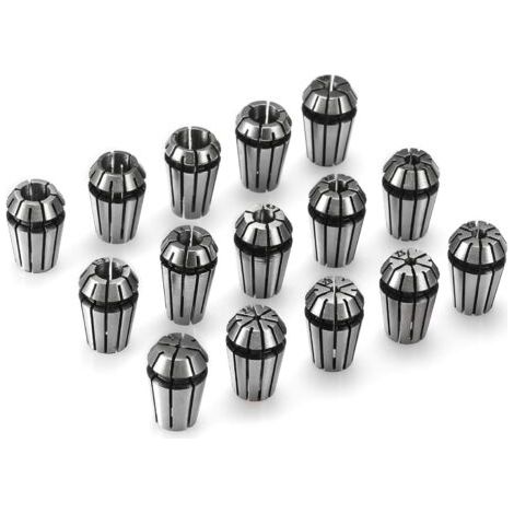 15PCS ER11 Jeu de pinces de serrage à ressort de précision pour tour de fraisage de gravure CNC, 1.0mm-7.0mm & 1/4", 1/8 (1/5)