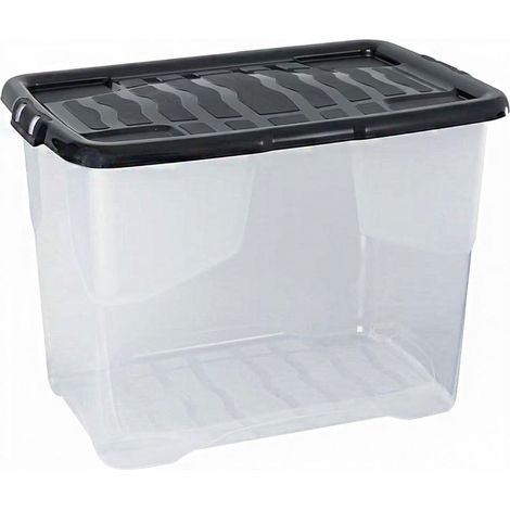 2 x 10L Curve Plastic Storage Boxes With Black Lids