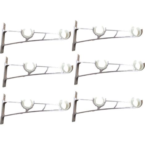 Set di 6 aste per tende in metallo resistente, staffa per asta per tende, supporto doppio per asta per tende, supporto per tende, staffa per asta per tende in alluminio, supporto per asta per tende