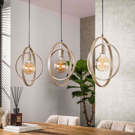 Suspension 3 lampes rotatives 130x40x150 cm en métal beige - SYBIL (1/5)