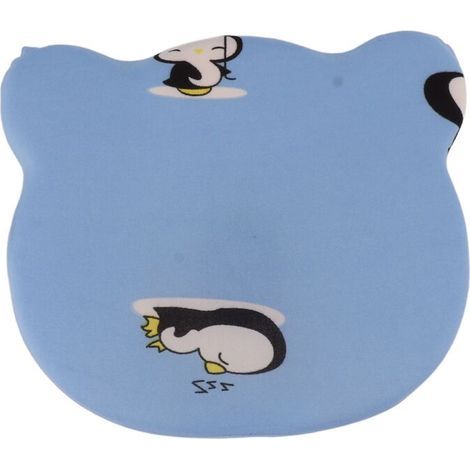 Oreiller Bébé 4 Saisons avec Noyau Mousse Mémoire Amovible, Housse Respirante Bleu Manchot