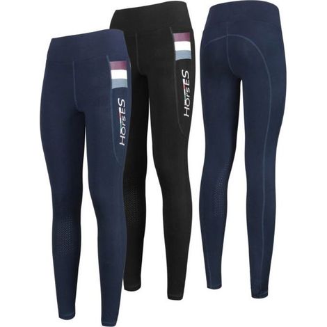 L, Blu: Leggings da donna per equitazione in tessuto tecnico modello NIKITA