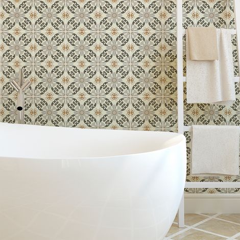 Sticker Mural Carrelage adhésif Cuisine Salle de Bain - 24 STICKERS CARRELAGES AZULEJOS CARMINDA - 24stickers10x10cm (1/5)