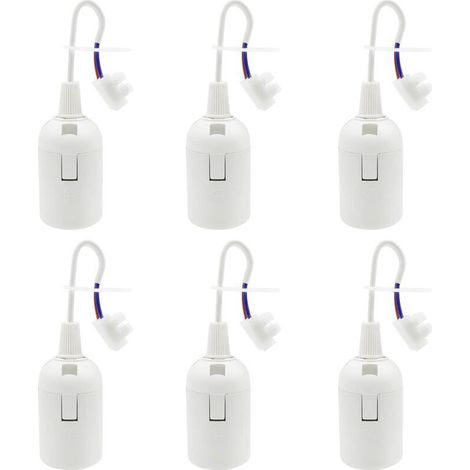 6 Pièces Douille E27 Support D'ampoule 4A 250V Douille Chantier pour Ampoules à Incandescence et Ampoules LED ou Industrie (max.60W/ Blanc)