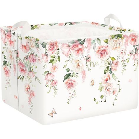 Panier Rangement Fleur Panier À Linge Feuille Boite De Rangement Parent Pour Organiser Jouet Vêtements,Rose,40X30X30Cm[CA208] (1/5)