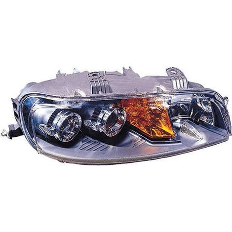 Phare avant droit H1/H1/H3 base noire avec anti-brouillard Fiat Punto 2 phase 1 2001-2003