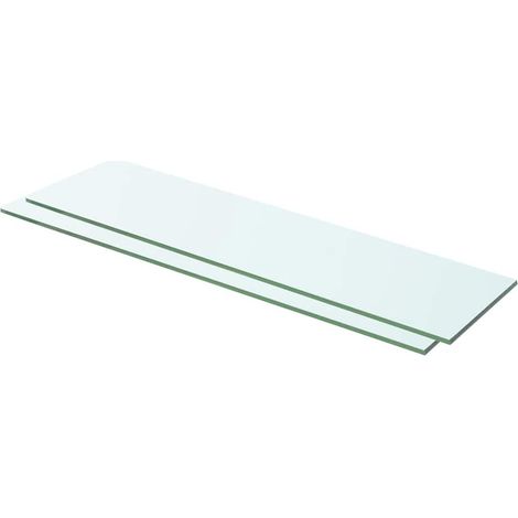 2 pcs Panneaux d'étagère, Tablettes Murale, Meubles de rangement Verre Transparent 60 x 12 cm MAE5003 (1/3)
