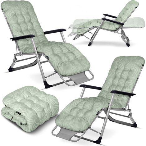 Chaise longue de jardin pliante avec coussin sofotel chillwell lot de 2 vert clair (1/5)