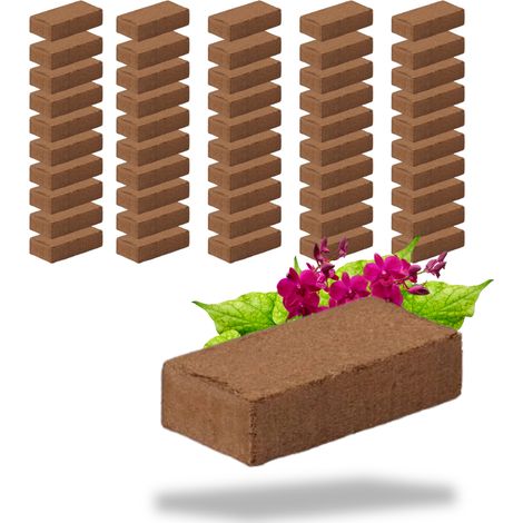Briquettes de fibre de coco et tourbe, substrat naturel pour plantes, 50 x 8 l (1/5)