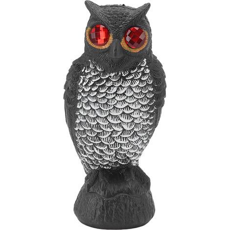Garten-Vogelabwehr-Eule aus Kunststoff mit roten Augen, detailreich gestaltet, robust und schreckt Vögel ab, kleine, flauschige Cartoon-Eule (1/5)