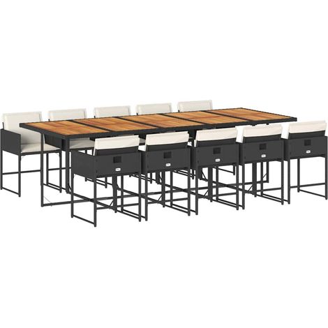 Maison Exclusive - 11-tlg. Garten-Essgruppe mit Kissen Schwarz Po