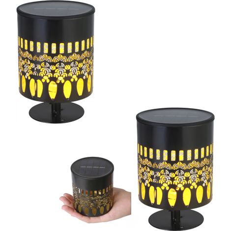 Beyamis Ensemble de 2 lampes solaires murales améliorées en métal, étanches, pour jardin, clôture ou cour. Éclairage décoratif avec motif mandala. (1/5)