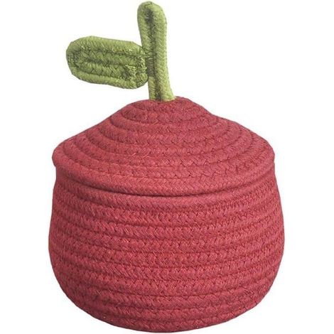 Panier de rangement en corde de coton avec couvercle, petit panier décoratif pour chambre d'enfant, plusieurs couleurs (1/4)