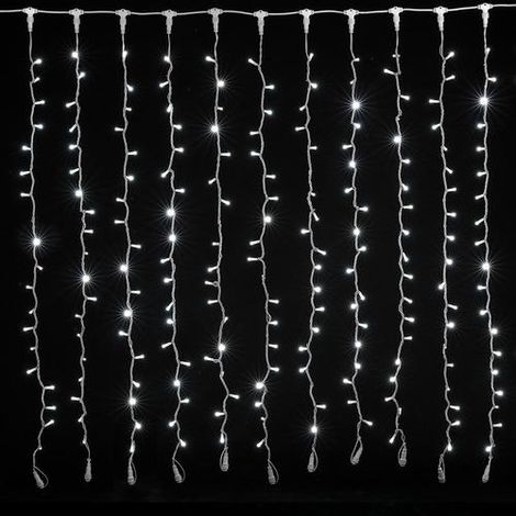 Tenda Luminosa di Natale per Esterno Natalizia BIANCO FREDDO / BIANCO CALDO / RGB MULTICOLORE PROLUNGA PIOGGIA LUCI 2 mt x 1 mt 128 led - Colore: Bianco