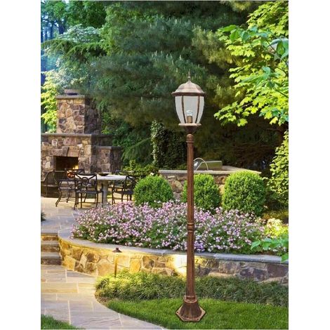 Lampione Da Terra Lanterna In Vetro Palo Lampioncino Illuminazione Giardino (1/3)
