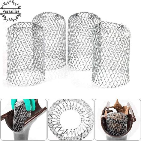 4 Filtres de Gouttière en Aluminium Flexible Diamètre 8cm Grille Grillage Stop Feuille Crapaudine Crépine Pare Feuille Cache Gouttière pour Protéger Gouttière Contre les Feuilles Toiture, Versailles, (1/5)