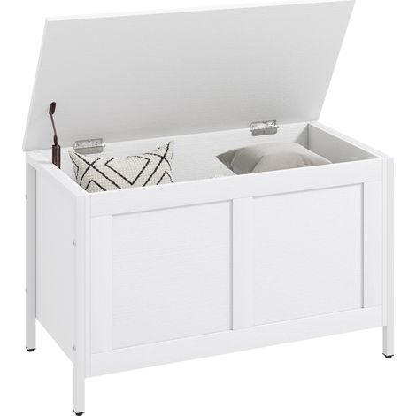 Coffre de rangement pour chambre 95 L avec couvercle Établi de rangement avec charnière de sécurité 80 x 40 x 50 cm Veiné blanc