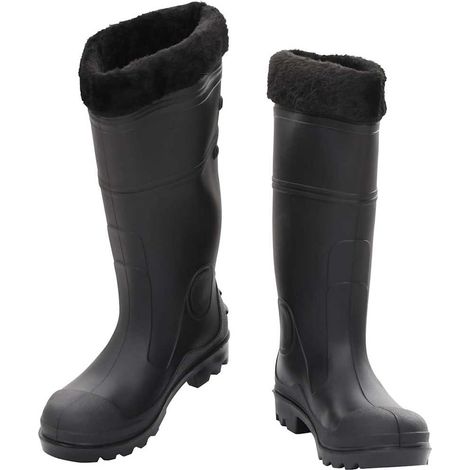 vidaXL Botas de agua con calcetines extraíbles negro número 39 PVC (1/2)
