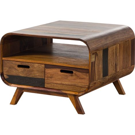 Couchtisch Sheesham 70x70x50 dunkelbraun lackiert MAILAND 232