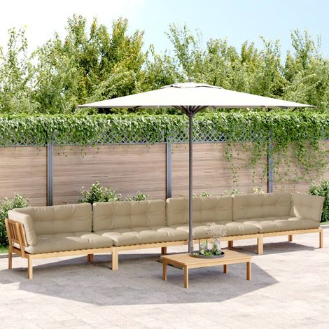 5-tlg. Garten-Sofagarnitur aus Paletten mit Kissen Akazienholz (1/5)