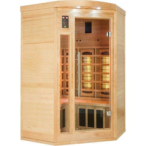 Sauna infrarouge Apollon 2-3 places – Épicéa canadien – Émetteurs Quartz – Panneau digital – Ioniseur – Chromothérapie LED – France Sauna