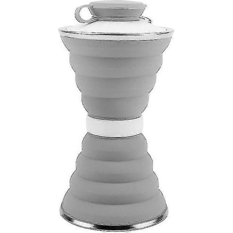 Gobelet pliable en silicone, portable et rétractable, idéal pour le bureau, le sport, les voyages et les activités de plein air. Gobelet à compression pour eau bouillante (1 pièce, gris) (1/5)