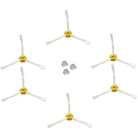 Spazzola laterale per iRobot Roomba serie 500, 600 e 700 (gialla, confezione da 6 spazzole laterali a 3 bracci) (1/4)