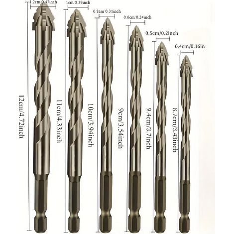 Neuer vierschneidiger Sägezahn-Exzenterbohrer, Bohrer mit Titanbeschichtung, Mehrfachbohrersatz (4/5/6/8/10/12 mm)