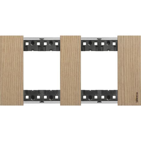 Plaque de finition Living Now Collection Les Sables matière bois 2x2 modules finition Chêne BTICINO BTKA4802M2LM