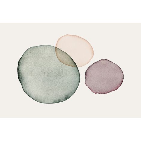 Papier peint panoramique aquarelle motif rond Tapisserie panoramique design pour chambre adulte Papiers peints panoramique blanc pour salon (1/2)