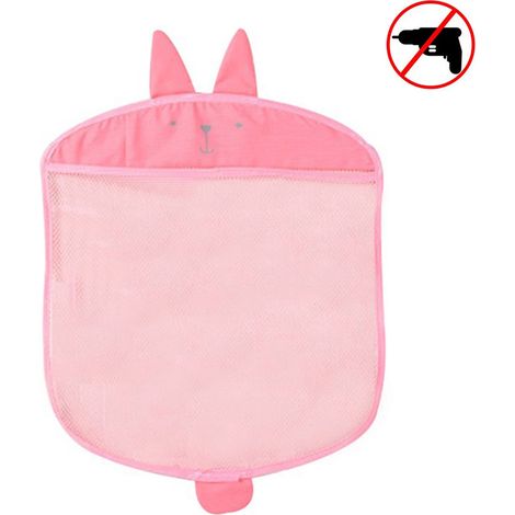Organisateur de bain pour jouets de bébé, sac de rangement en filet pour baignoire et douche, avec 2 ventouses puissantes. (1/4)