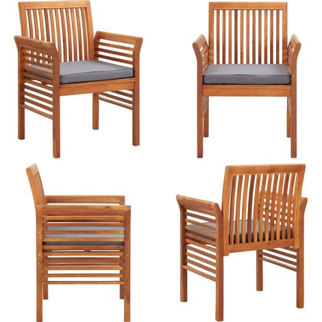 Vidaxl – Chaise de jardin en bois d'acacia massif avec coussin épais – Résistante aux intempéries – Dimensions 64x60x90 cm – Conception à lattes (1/5)