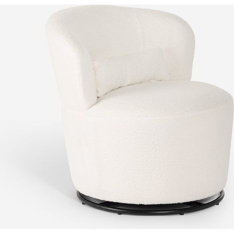 Fauteuil moderne pivotant en tissu bouclé pour salon Yammy - Blanc