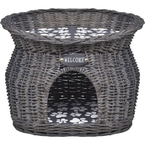 Maison Exclusive - Albero per Gatti in Salice Casetta/Cuccia/Palo Tiragraffi con Cuscino