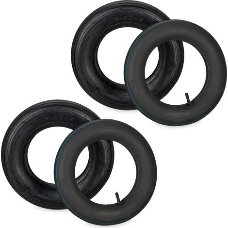 Roue brouette avec Chambre à air, Lot de 2 pneus Rechange 3.50-8 Pouces, pneumatiques, Jusqu’à 154 kg, Noire (1/5)